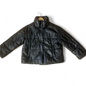 I.N.C International Concept Black Faux Leather Puffer Woman’s Size Large: NWOT